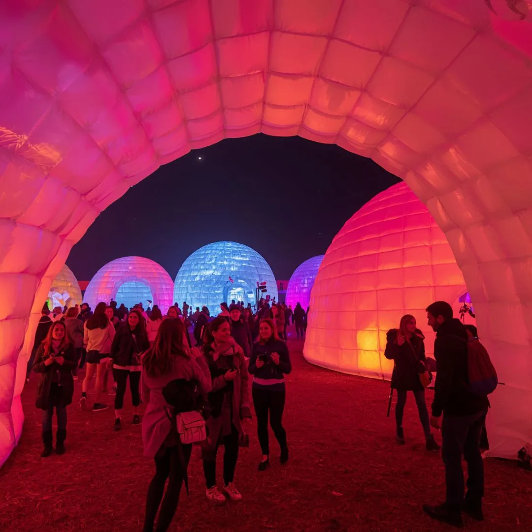 Illuminated inflatable event dome